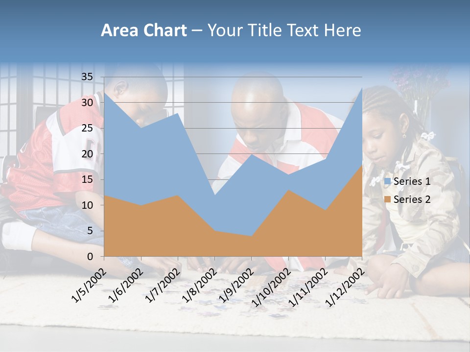 Father And Children Playing With A Jigsaw Puzzle PowerPoint Template