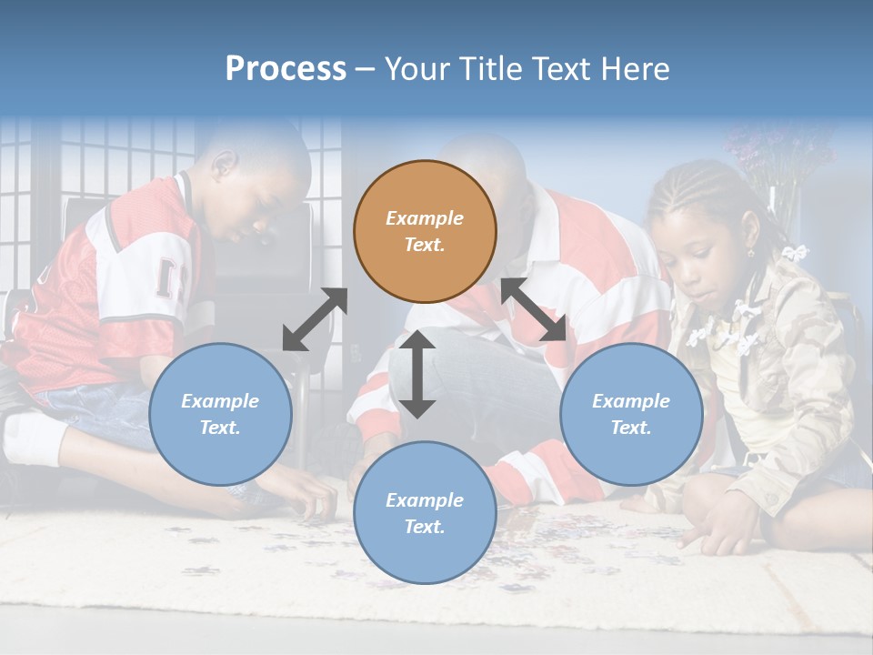 Father And Children Playing With A Jigsaw Puzzle PowerPoint Template