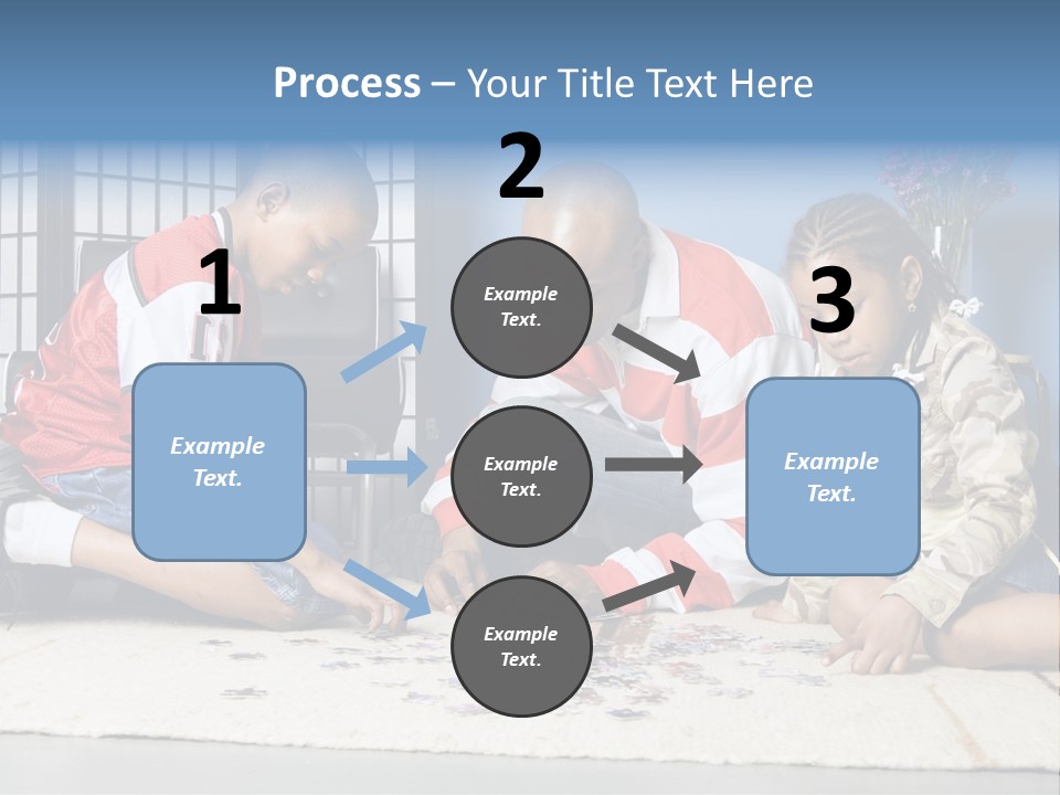 Father And Children Playing With A Jigsaw Puzzle PowerPoint Template