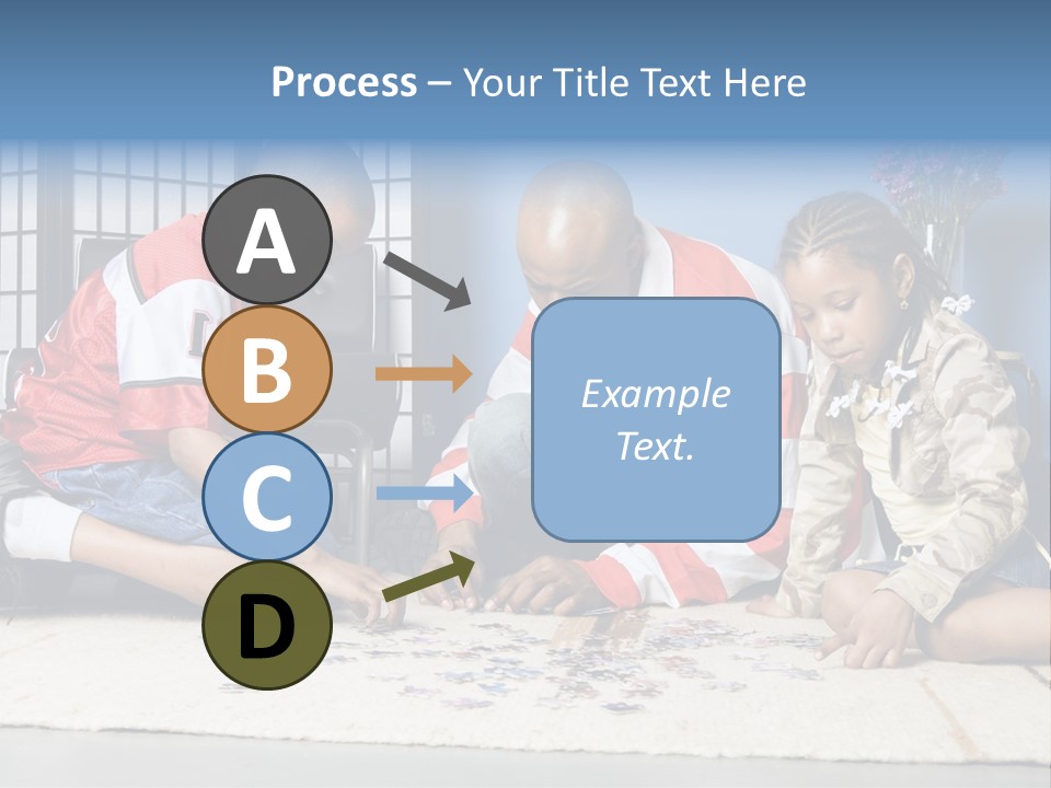 Father And Children Playing With A Jigsaw Puzzle PowerPoint Template