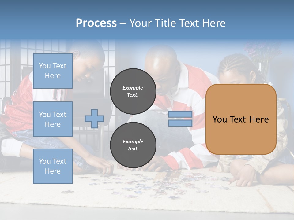 Father And Children Playing With A Jigsaw Puzzle PowerPoint Template