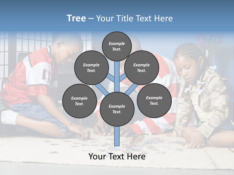 Father And Children Playing With A Jigsaw Puzzle PowerPoint Template