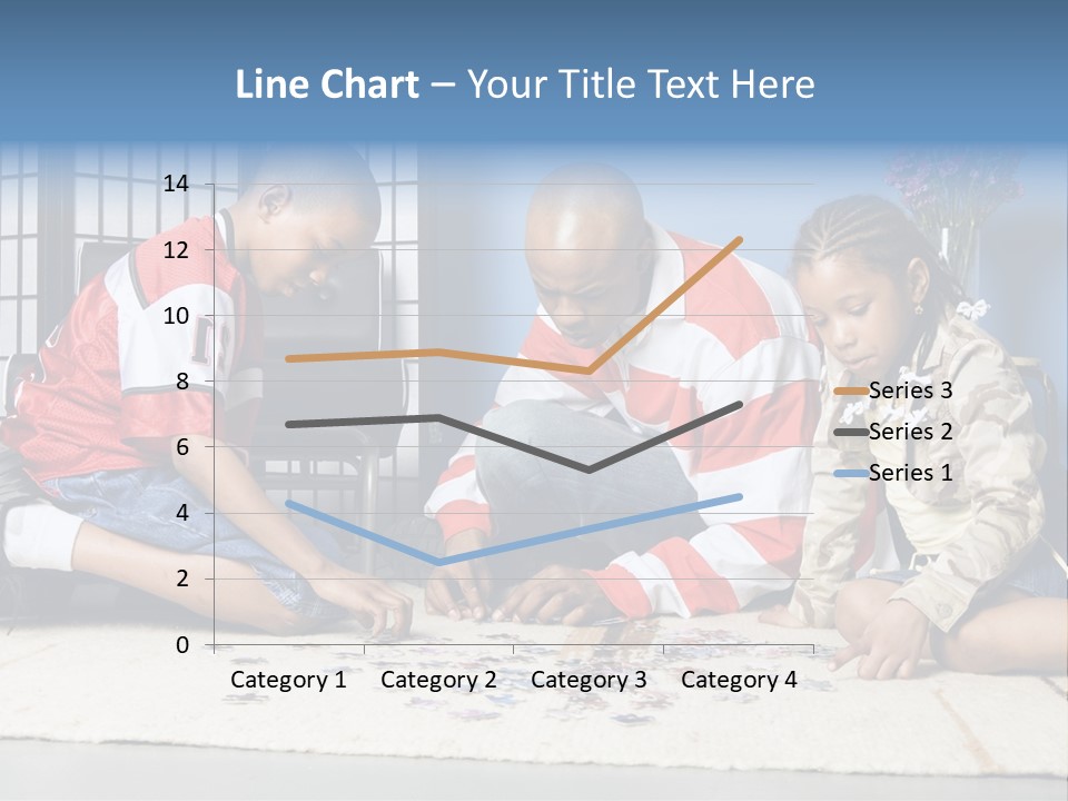 Father And Children Playing With A Jigsaw Puzzle PowerPoint Template