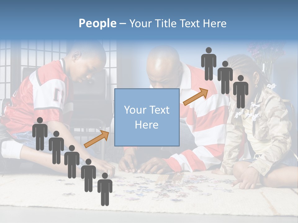 Father And Children Playing With A Jigsaw Puzzle PowerPoint Template