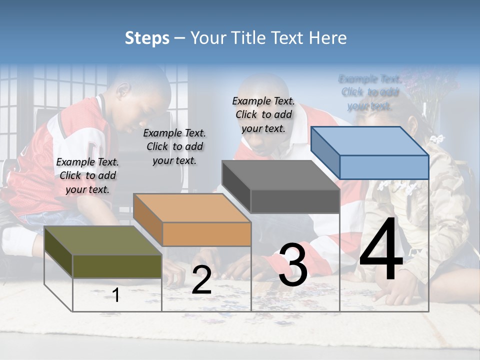 Father And Children Playing With A Jigsaw Puzzle PowerPoint Template