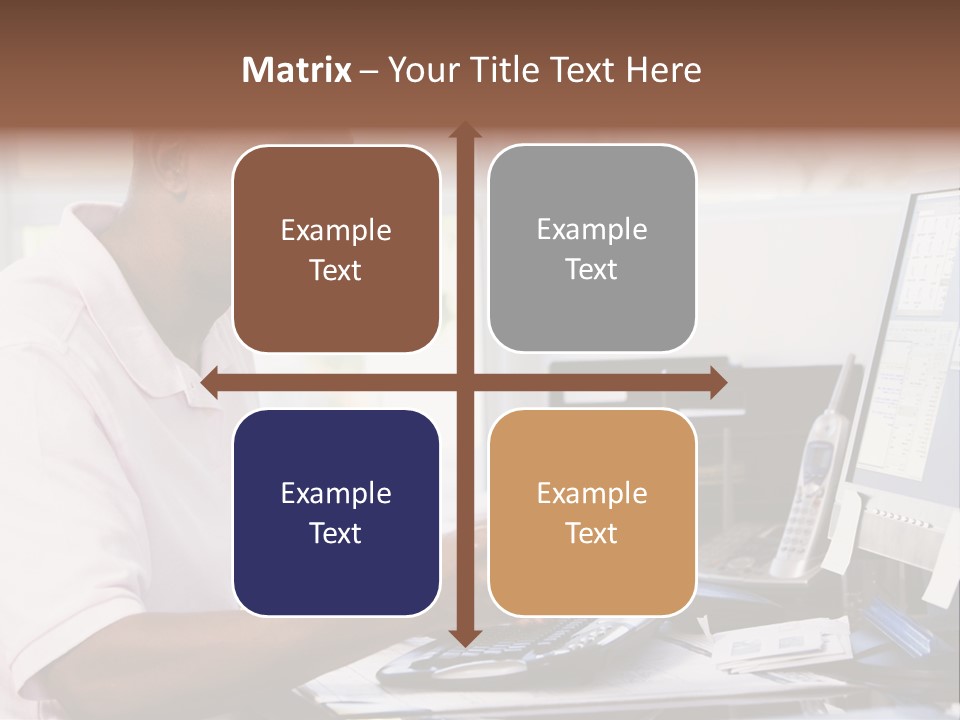 Man In Home Office Using Computer Holding Credit Card And Smiling PowerPoint Template