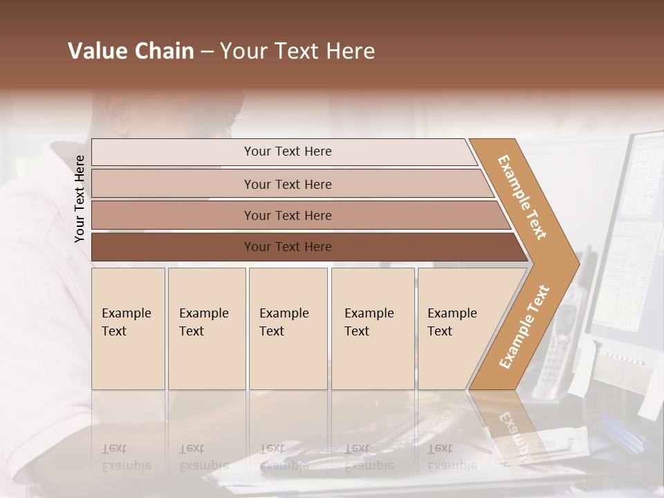 Man In Home Office Using Computer Holding Credit Card And Smiling PowerPoint Template