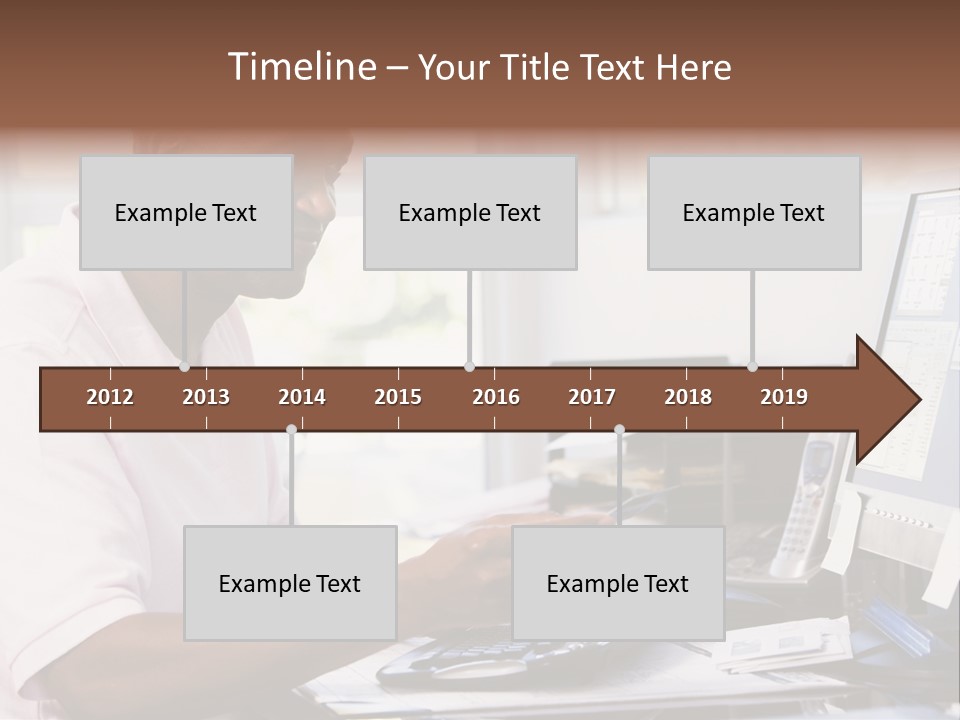 Man In Home Office Using Computer Holding Credit Card And Smiling PowerPoint Template