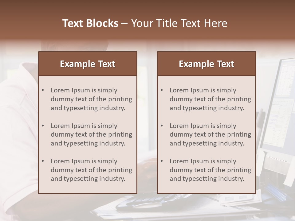 Man In Home Office Using Computer Holding Credit Card And Smiling PowerPoint Template