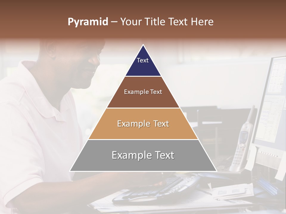Man In Home Office Using Computer Holding Credit Card And Smiling PowerPoint Template