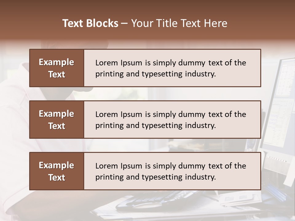 Man In Home Office Using Computer Holding Credit Card And Smiling PowerPoint Template