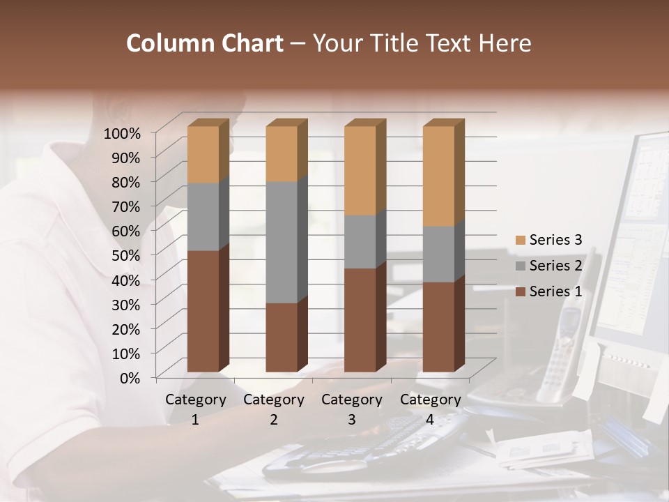 Man In Home Office Using Computer Holding Credit Card And Smiling PowerPoint Template