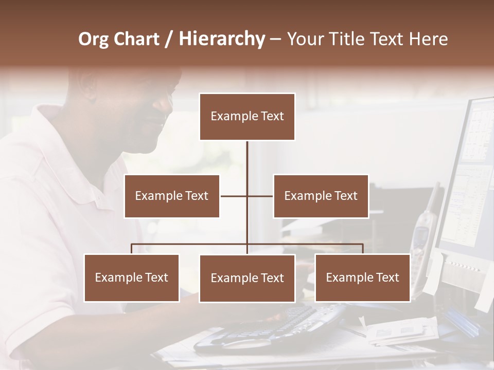 Man In Home Office Using Computer Holding Credit Card And Smiling PowerPoint Template