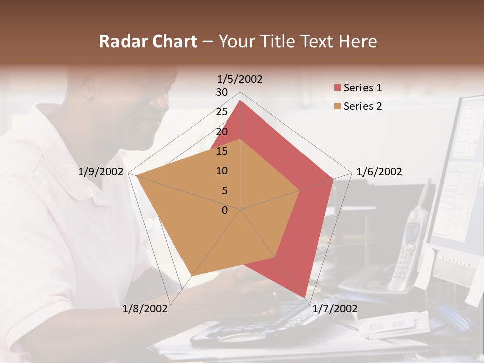 Man In Home Office Using Computer Holding Credit Card And Smiling PowerPoint Template