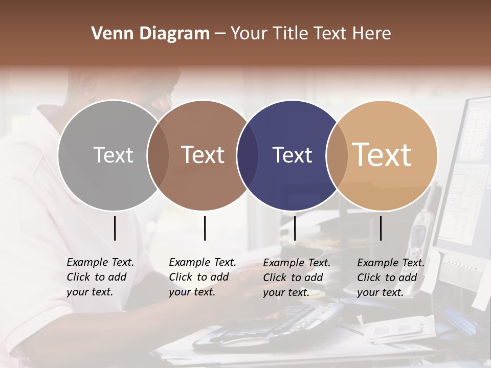 Man In Home Office Using Computer Holding Credit Card And Smiling PowerPoint Template