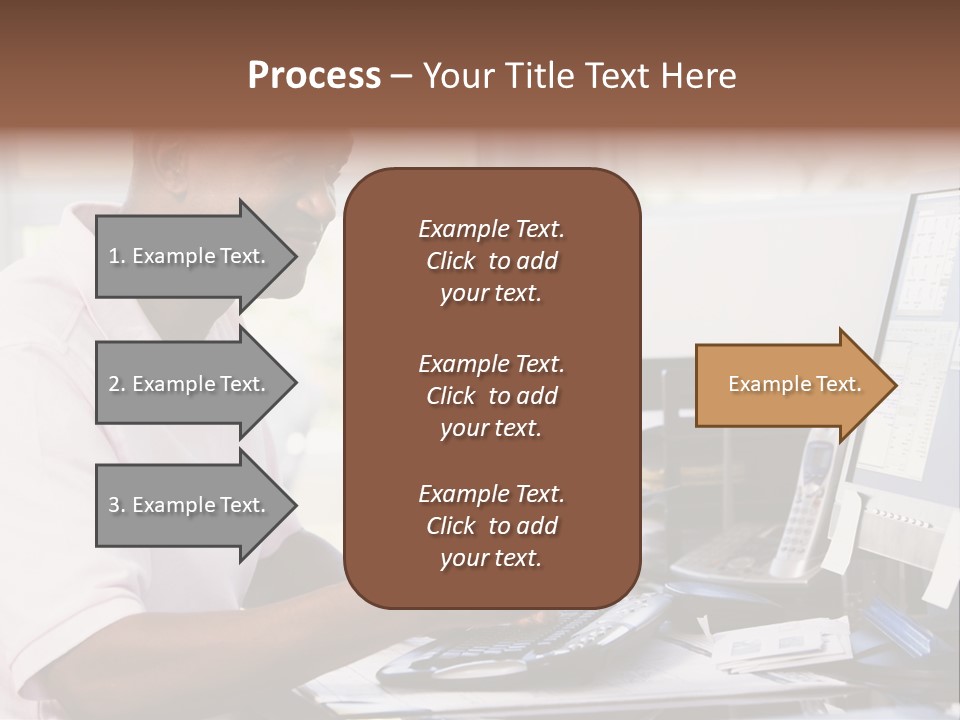 Man In Home Office Using Computer Holding Credit Card And Smiling PowerPoint Template