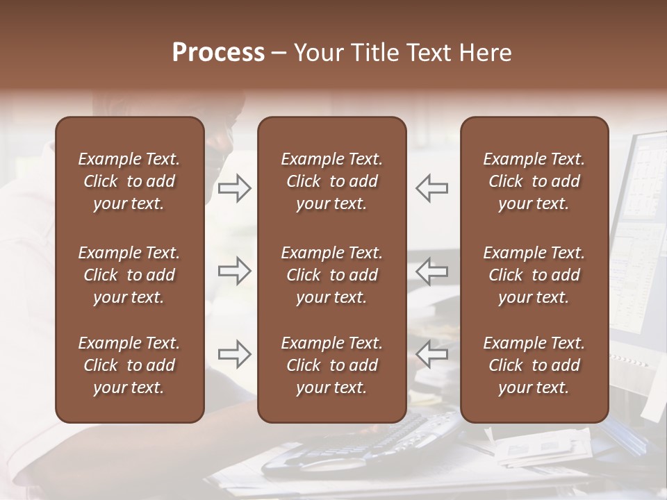 Man In Home Office Using Computer Holding Credit Card And Smiling PowerPoint Template