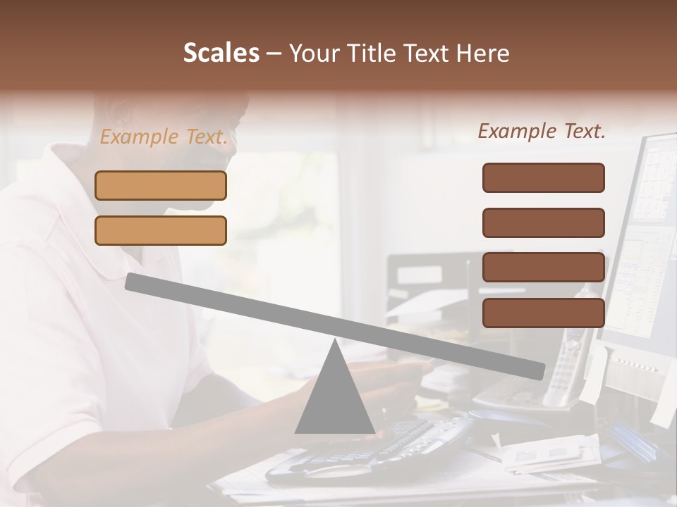 Man In Home Office Using Computer Holding Credit Card And Smiling PowerPoint Template