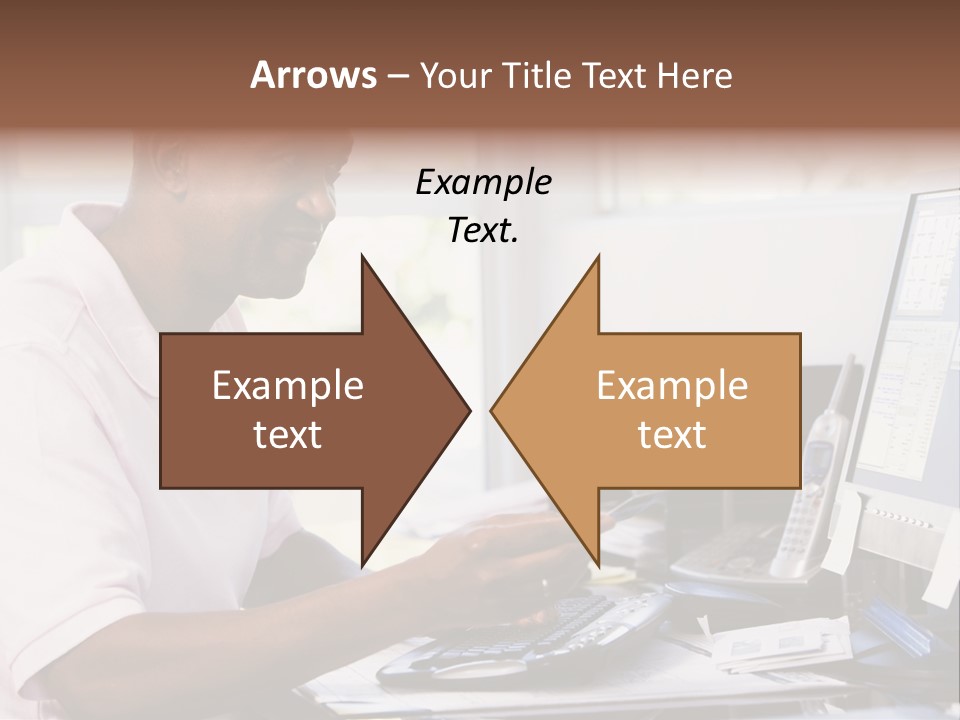 Man In Home Office Using Computer Holding Credit Card And Smiling PowerPoint Template