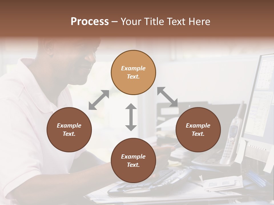 Man In Home Office Using Computer Holding Credit Card And Smiling PowerPoint Template
