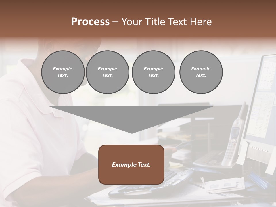 Man In Home Office Using Computer Holding Credit Card And Smiling PowerPoint Template