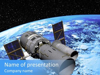 Space Telescope In Orbit PowerPoint Template