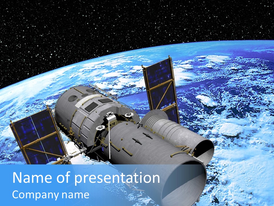 Space Telescope In Orbit PowerPoint Template