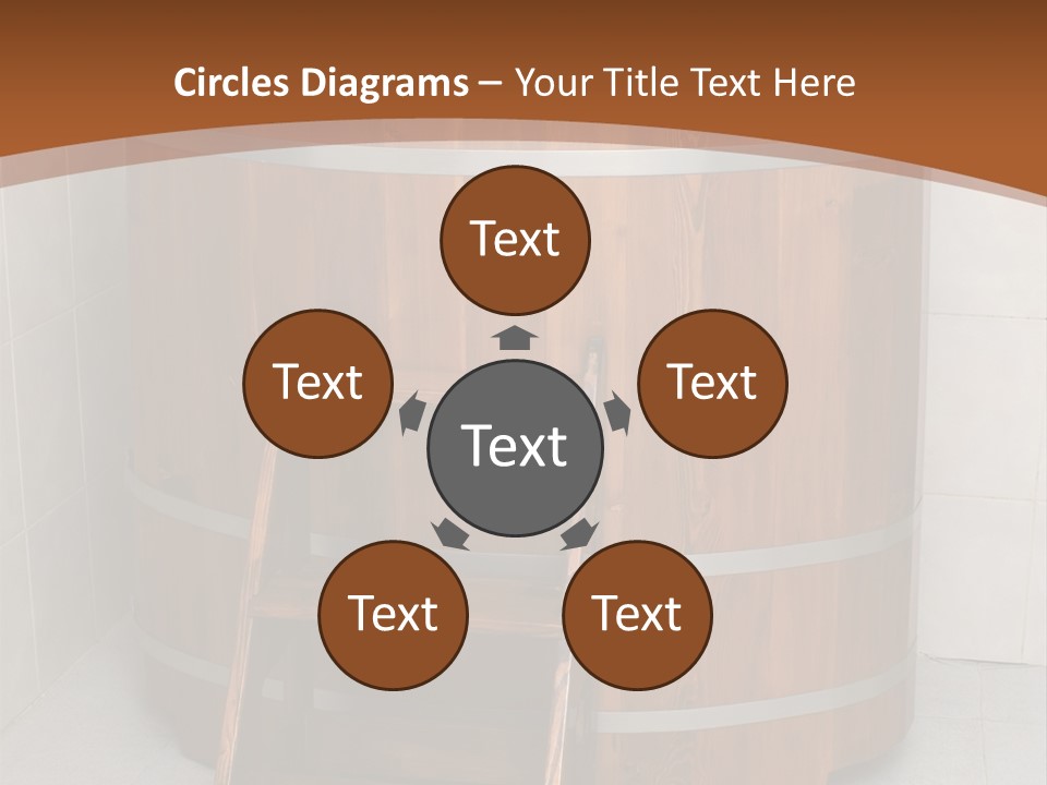 Wooden Bathtub In The Sauna PowerPoint Template