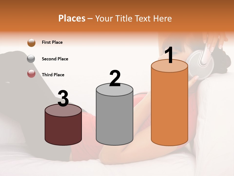 Beautiful Girl Is Listen To The Music PowerPoint Template