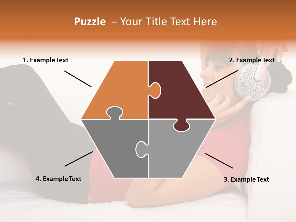 Beautiful Girl Is Listen To The Music PowerPoint Template