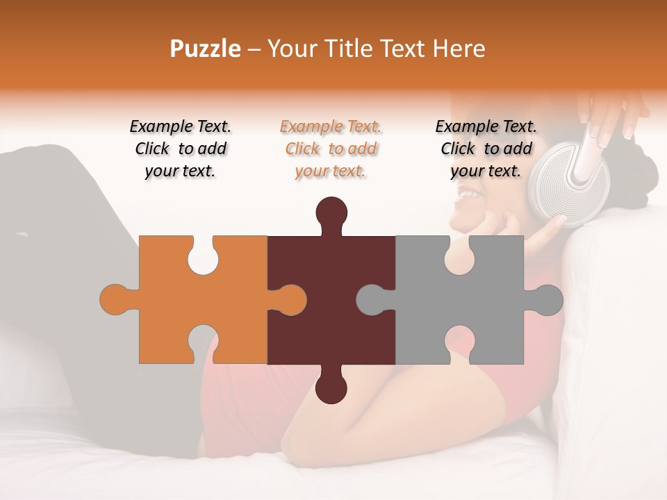 Beautiful Girl Is Listen To The Music PowerPoint Template