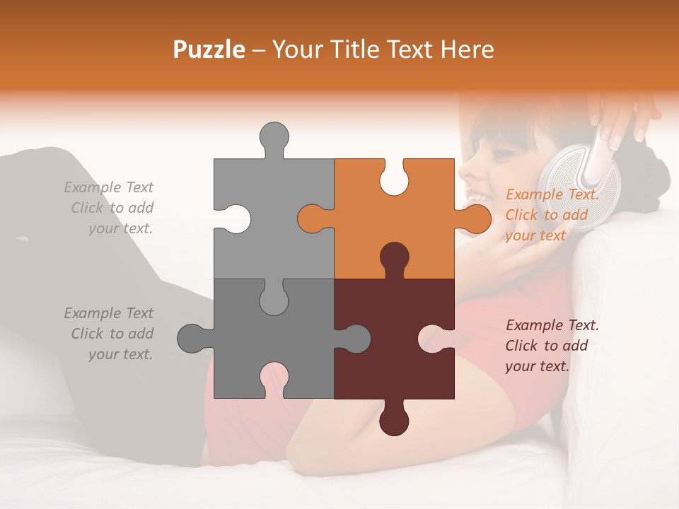 Beautiful Girl Is Listen To The Music PowerPoint Template