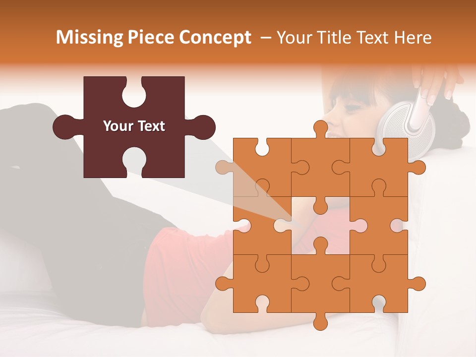 Beautiful Girl Is Listen To The Music PowerPoint Template