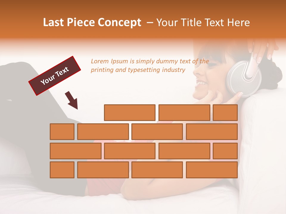 Beautiful Girl Is Listen To The Music PowerPoint Template