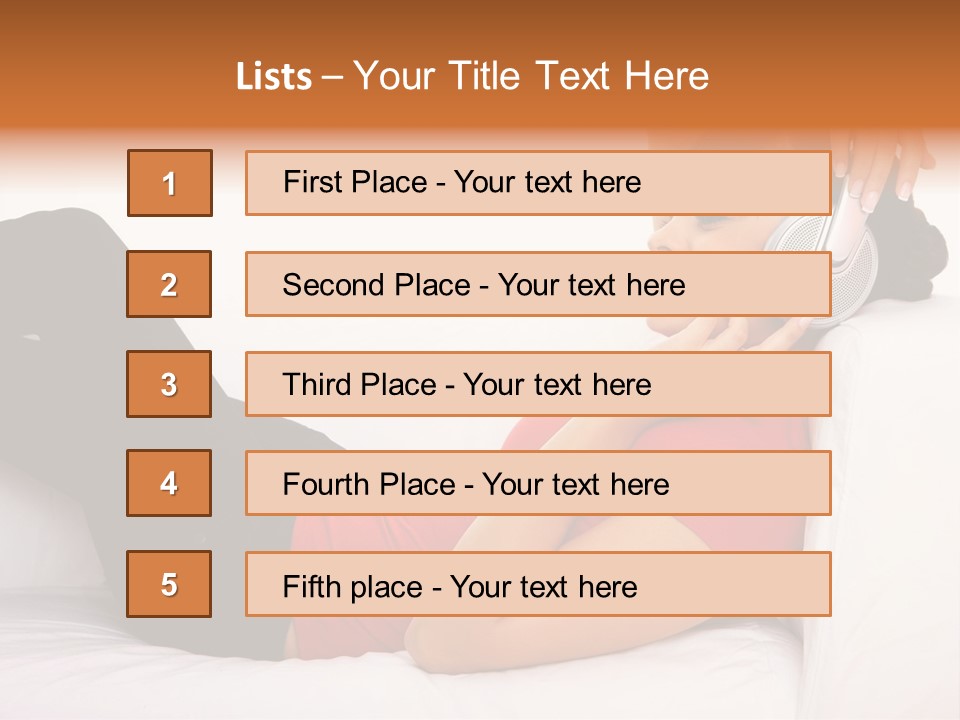 Beautiful Girl Is Listen To The Music PowerPoint Template
