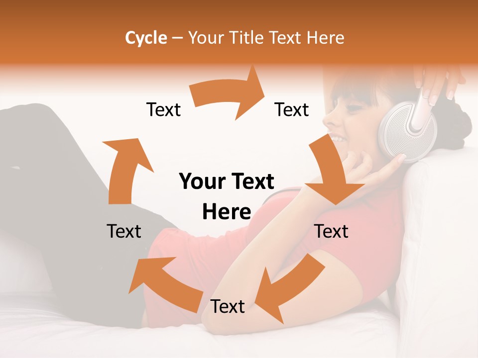 Beautiful Girl Is Listen To The Music PowerPoint Template