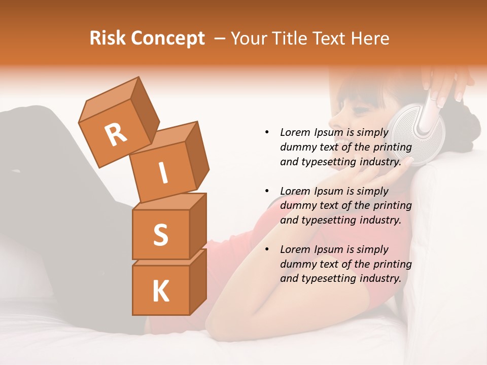 Beautiful Girl Is Listen To The Music PowerPoint Template