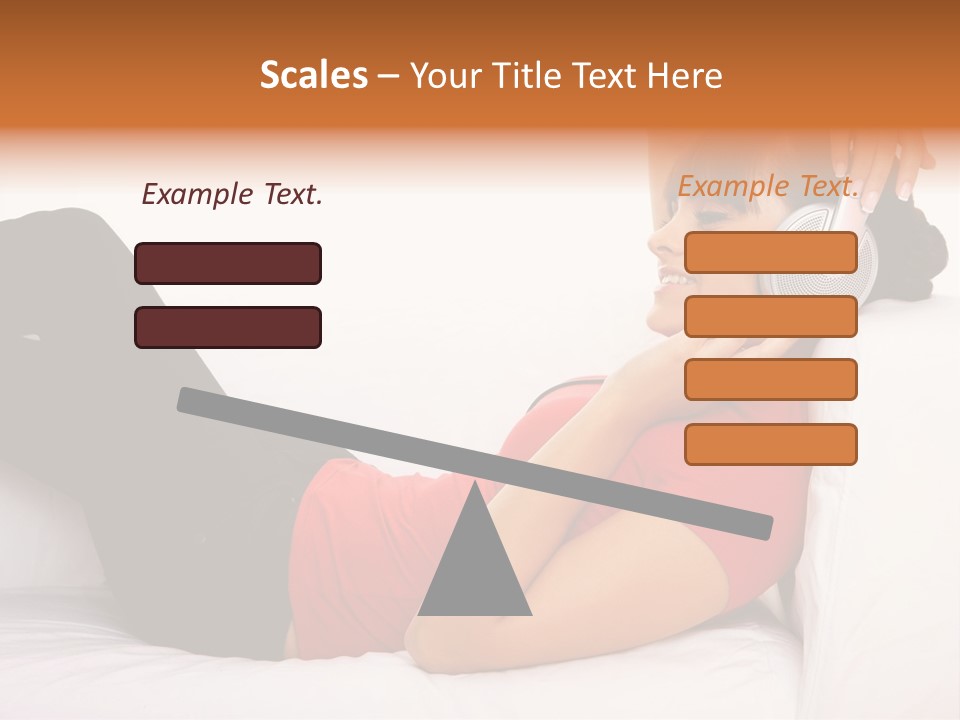 Beautiful Girl Is Listen To The Music PowerPoint Template