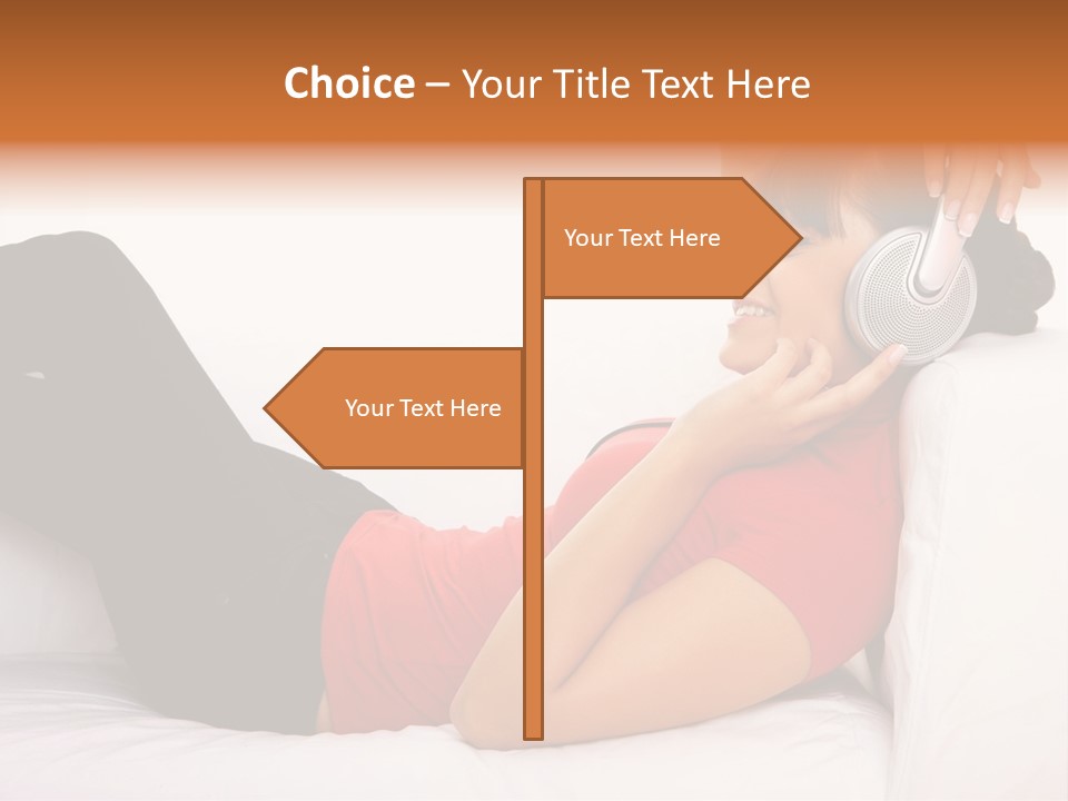 Beautiful Girl Is Listen To The Music PowerPoint Template