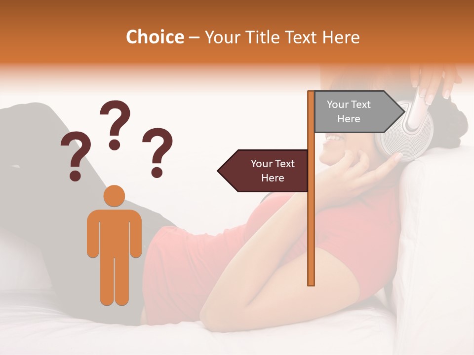 Beautiful Girl Is Listen To The Music PowerPoint Template