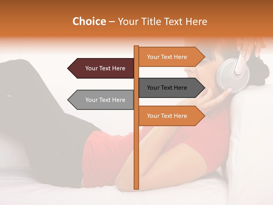 Beautiful Girl Is Listen To The Music PowerPoint Template