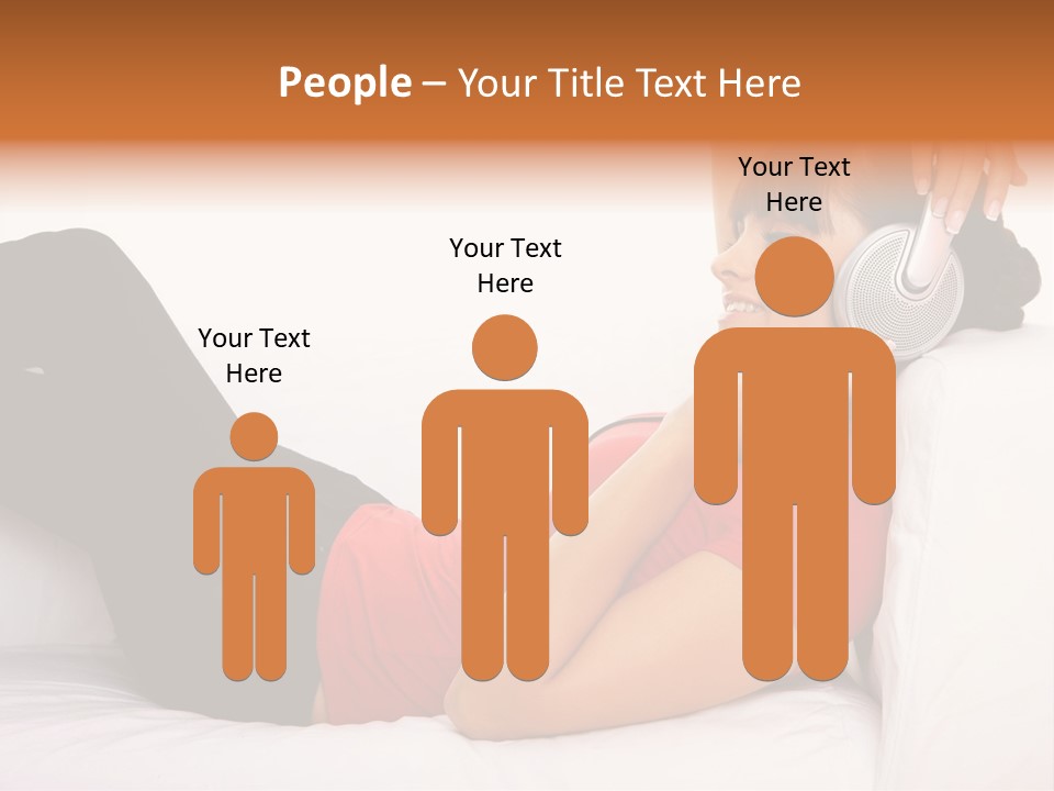 Beautiful Girl Is Listen To The Music PowerPoint Template