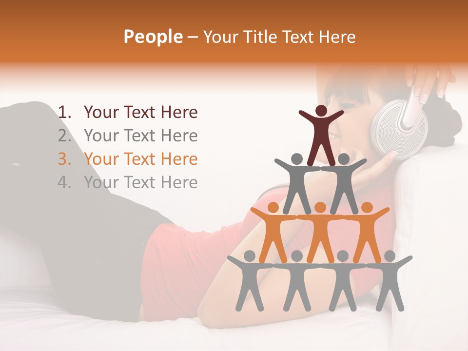 Beautiful Girl Is Listen To The Music PowerPoint Template