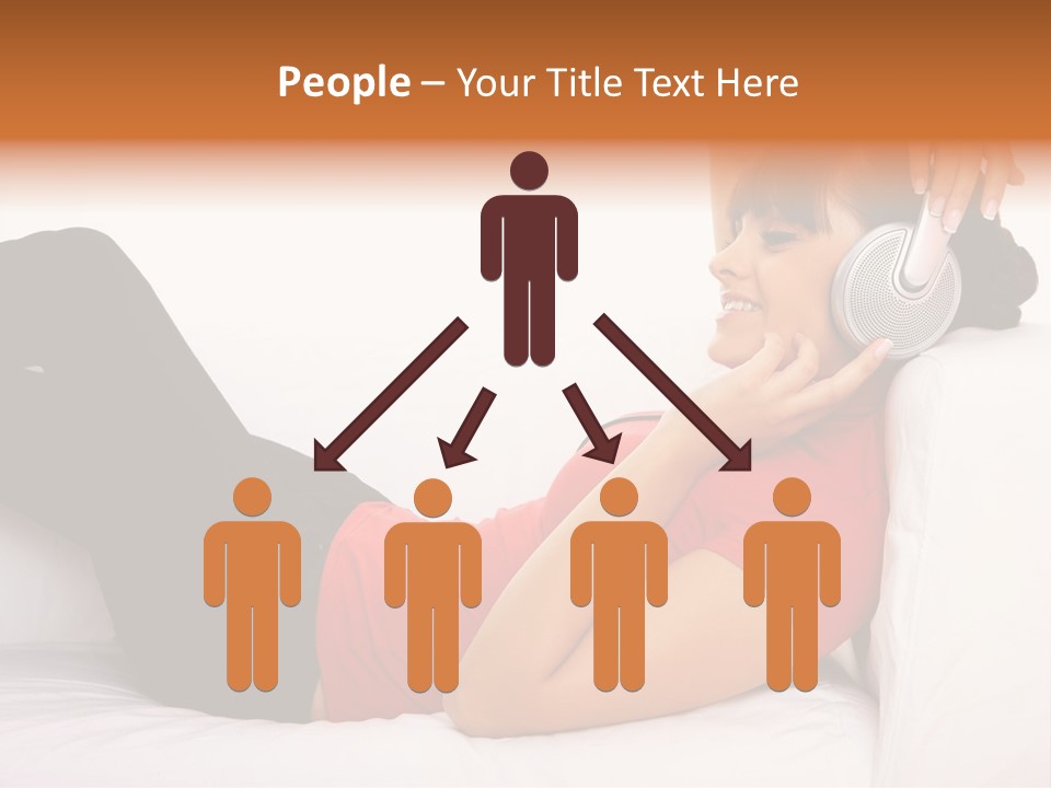 Beautiful Girl Is Listen To The Music PowerPoint Template