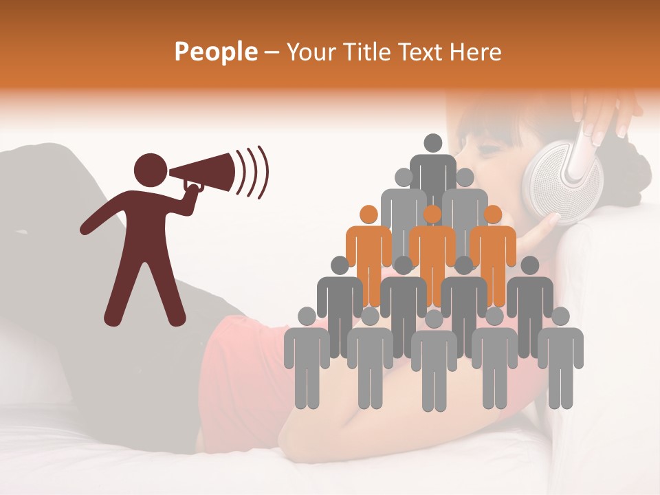 Beautiful Girl Is Listen To The Music PowerPoint Template