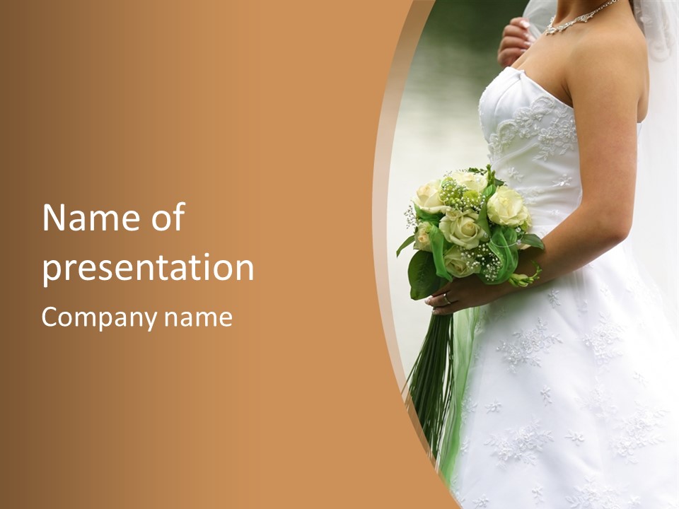 The Bride Holds A Wedding Bouquet PowerPoint Template