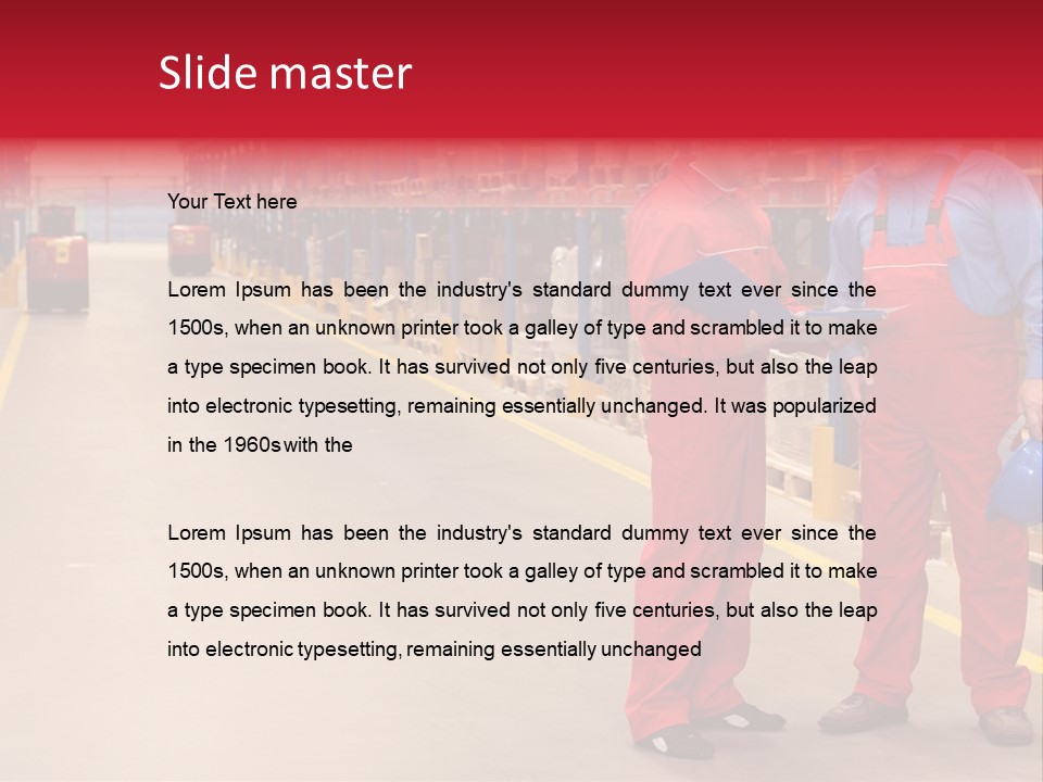 Standing Workers In Warehouse Reading Invoice PowerPoint Template