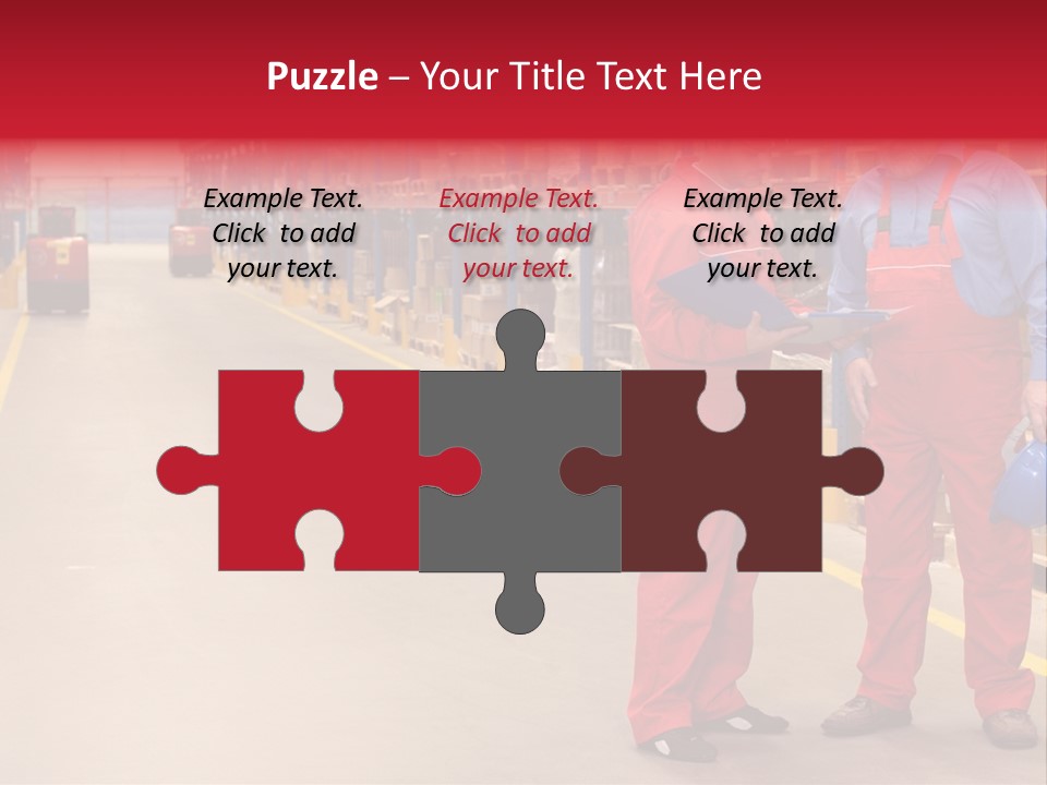 Standing Workers In Warehouse Reading Invoice PowerPoint Template