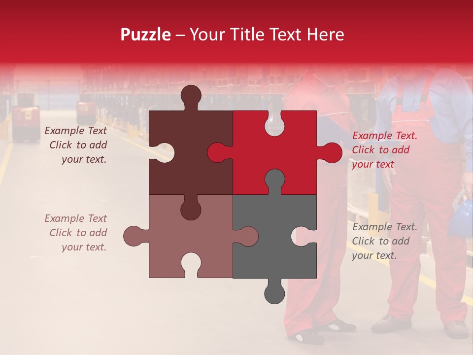 Standing Workers In Warehouse Reading Invoice PowerPoint Template