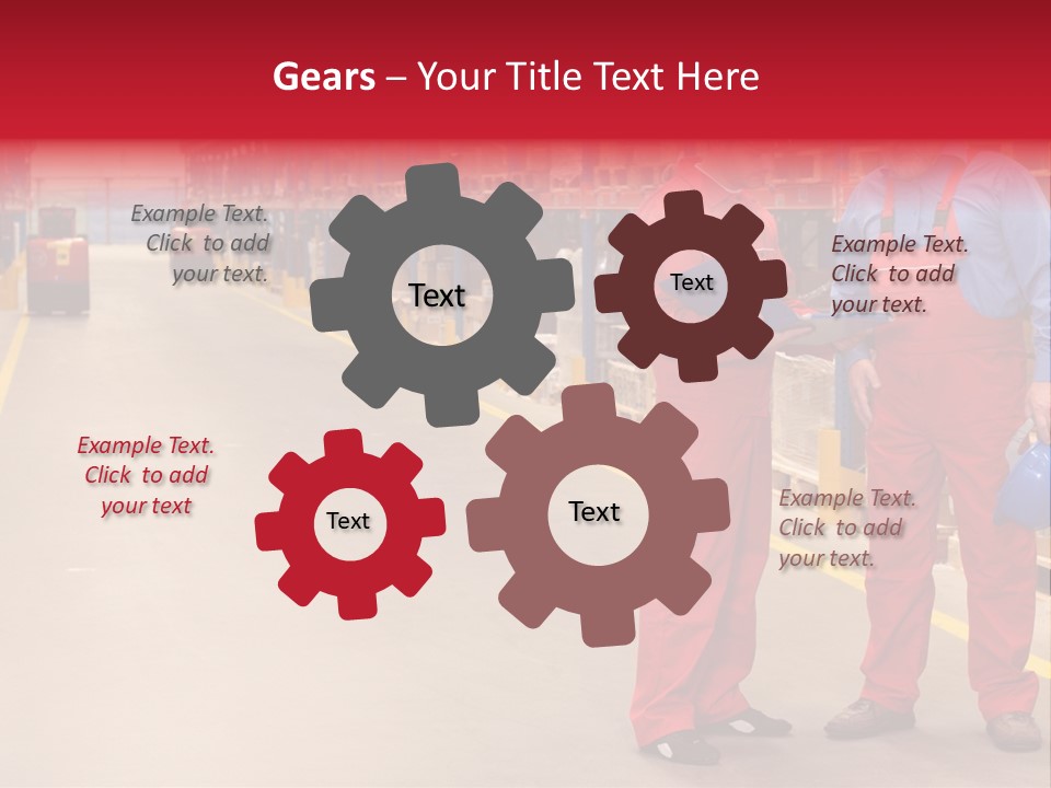 Standing Workers In Warehouse Reading Invoice PowerPoint Template